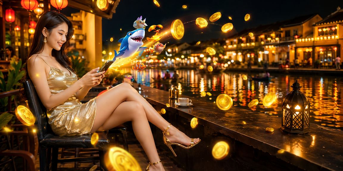 Người dùng Hội An thưởng thức cà phê và chơi bắn cá trực tuyến trong không gian cổ điển